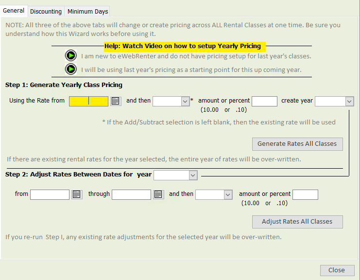 eWebRenter Pricing Wizard
